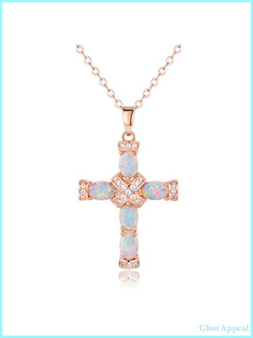 Barzel Gold Plated Opal Cross Necklace 18 inch with Extender